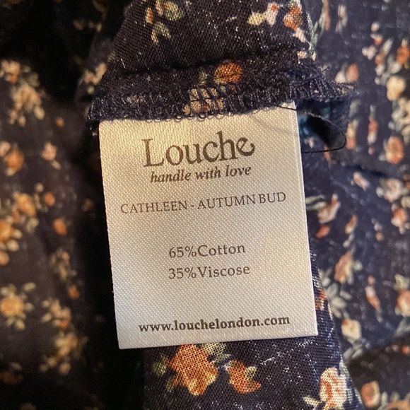 Navy blue floral print shirt sleeved dress - Picture 4 of 8
